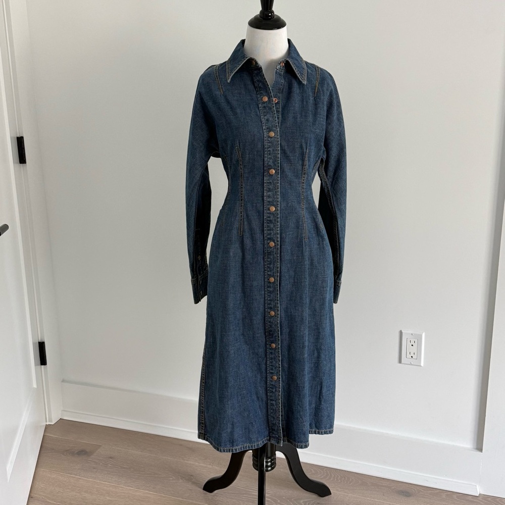 Tory Burch New Denim Button-Up Midi Shirt Dress - Size 2